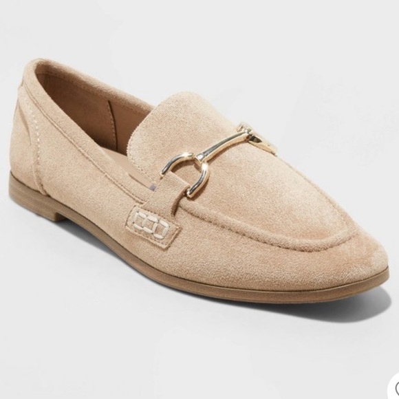 A New Day Taupe Loafers Size 7 Memory Foam Womens Laurel Flat Loafers Gold Metal - Picture 1 of 8